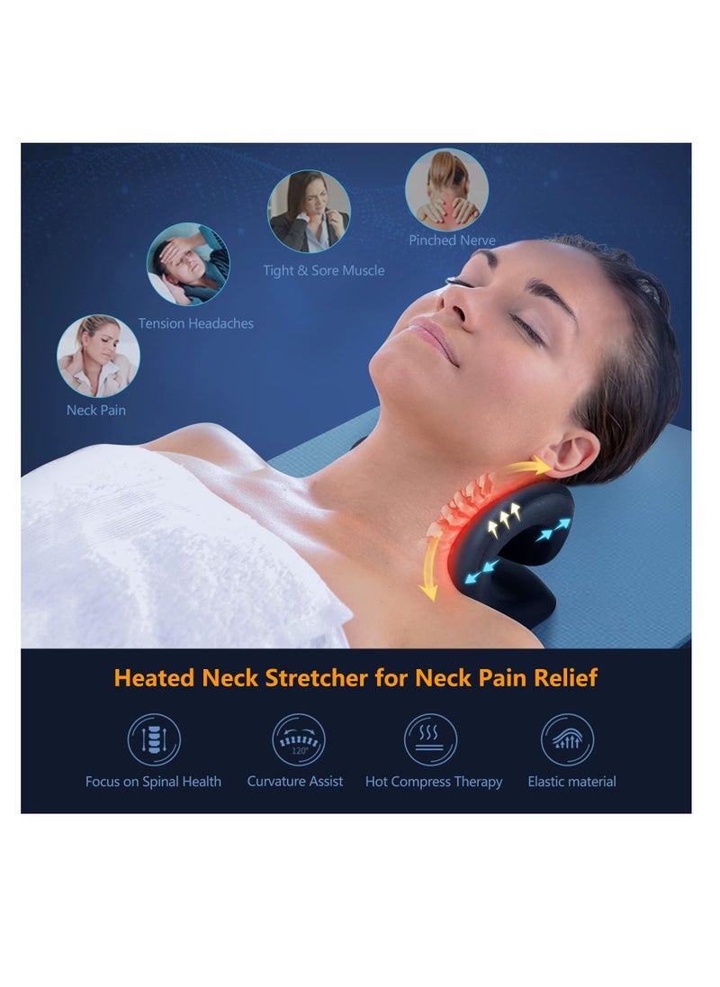 Arabest Neck Stretcher for Neck Pain Relief Heated Cervical Traction Device Pillow with Graphene Heating Pad Neck and Shoulder Relaxer for TMJ Pain Relief and Cervical Spine Alignment  - Image 3