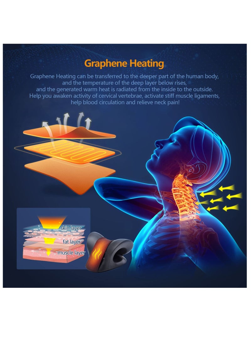 Arabest Neck Stretcher for Neck Pain Relief Heated Cervical Traction Device Pillow with Graphene Heating Pad Neck and Shoulder Relaxer for TMJ Pain Relief and Cervical Spine Alignment  - Image 4