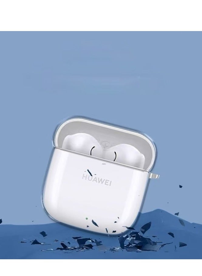 حافظة واقية لسماعات الرأس متوافقة مع حافظة Huawei FreeBuds SE 2 الواقية / حافظة ناعمة من مادة TPU ممتصة للصدمات ومضادة للسقوط / حافظة واقية لسماعات الرأس مع سلسلة مفاتيح - شفافة - Image 3