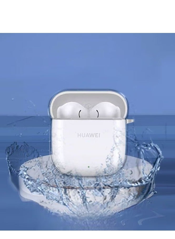 حافظة واقية لسماعات الرأس متوافقة مع حافظة Huawei FreeBuds SE 2 الواقية / حافظة ناعمة من مادة TPU ممتصة للصدمات ومضادة للسقوط / حافظة واقية لسماعات الرأس مع سلسلة مفاتيح - شفافة - Image 4