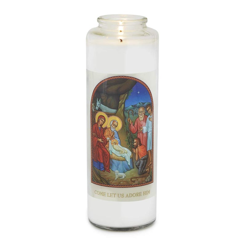 Root Candles Prayer Candles Clear Glass Devotional 7Day Prayer Candle 1Count Come Let Us Adore Him