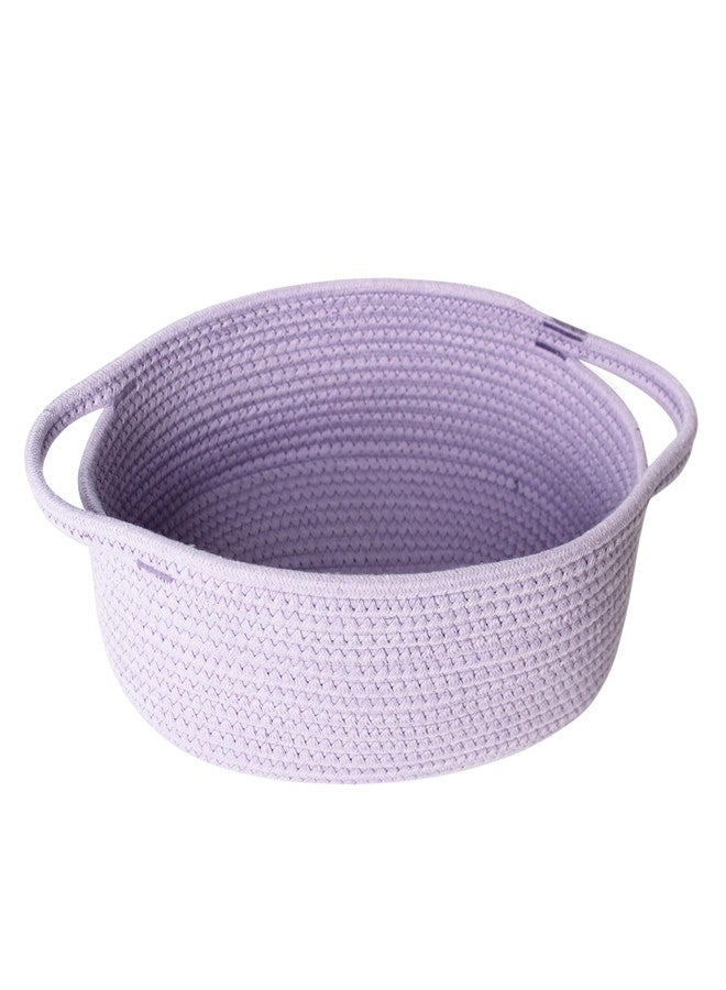 MEGASKET Purple Small Woven Basket, 13” x 9” x 5” Baskets for Gifts Empty, Cotton Rope Gift Basket, Cute Nursery Baby Organizer, Cat Dog Toy Box, Oval Wicker Storage Bin with Handle - Image 1