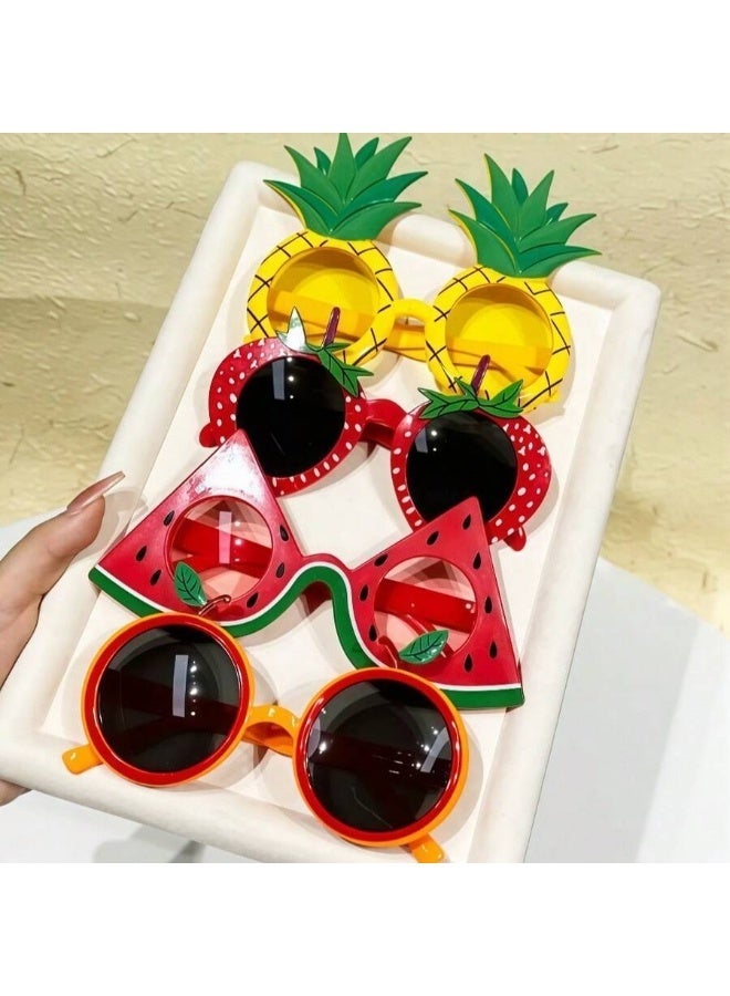 Beach Party Accessories – Tropical Kids Sunglasses with Pineapple, Strawberry & Watermelon Designs, Summer Photo Props & Party Decorations - Image 1