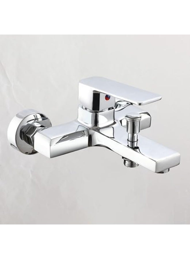 Modern Wall Mounted Bath Shower Mixer Tap with Diverter, Durable Solid Construction, Smooth Lever Handle, Easy Installation, Water Saving Design, Bathroom Faucet for Home Use High Pressure Compatible