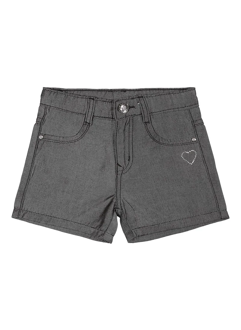 HIGH STAR Girls Grey Cotton Slim Fit Denim Shorts