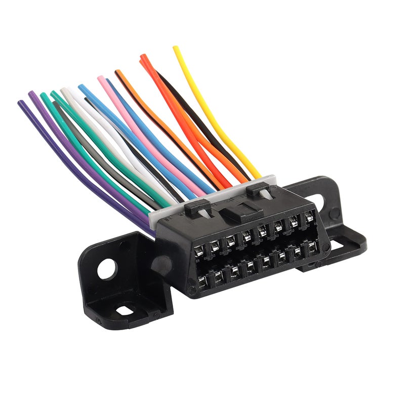 XMSJSIY 16 Pin OBD2 Female Connector Extension Cable,OBD2 Fixed Harness Assembled Plug Dash Port Wires,E-Car Connection with Colorful Cables for Car Diagnostic - Image 1