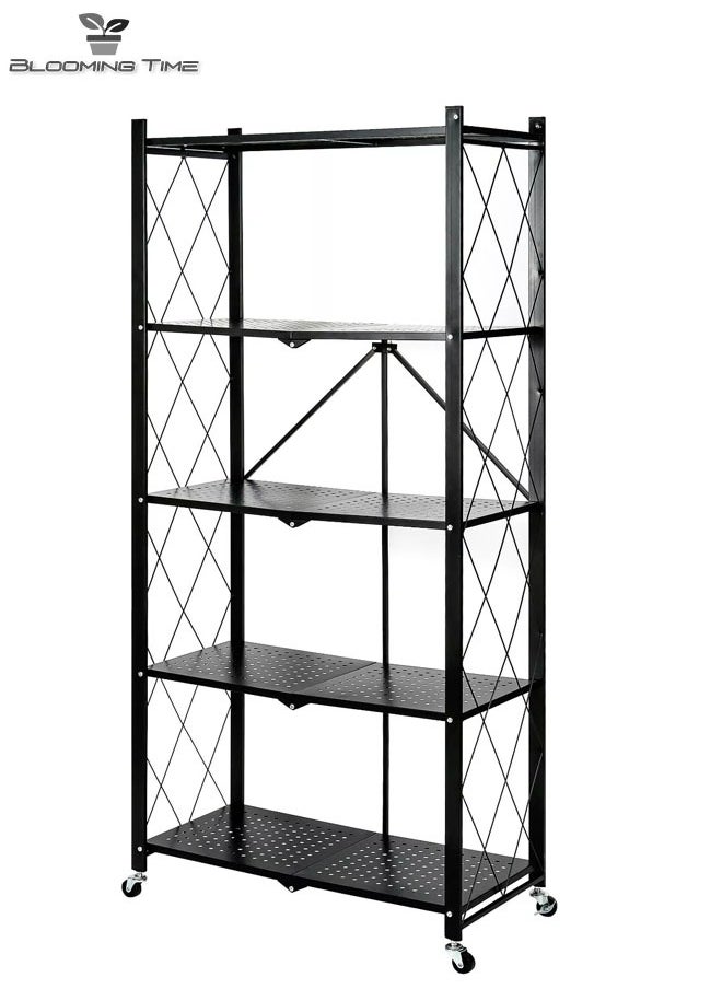 5-Layer Installation-Free Foldable Racks With Wheels For Kitchens, Study Rooms, Garages, Etc. Black - pzsku/Z14143744496223D80CFAZ/45/_/1716277492/0a106aef-0012-49bf-81f5-45a70449b934