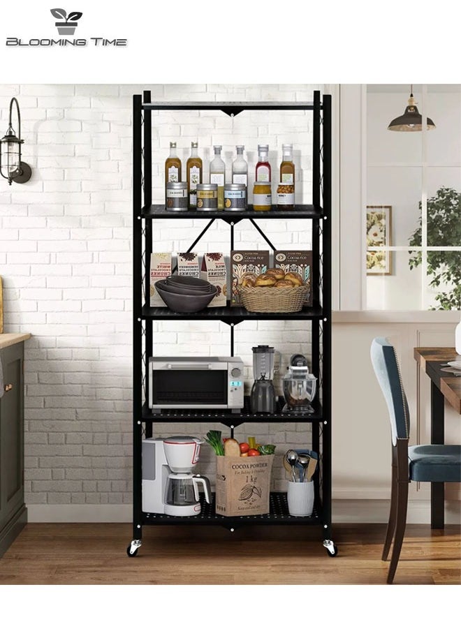 5-Layer Installation-Free Foldable Racks With Wheels For Kitchens, Study Rooms, Garages, Etc. Black - pzsku/Z14143744496223D80CFAZ/45/_/1716277523/58442b18-38e6-4bd4-9f91-4b668615b048