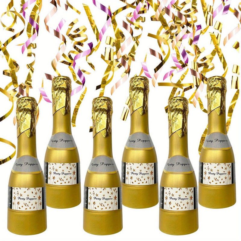 6pcs Pink Rose Gold Champagne Bottle Firecracker Tubes For Wedding Birthday Party - Image 1