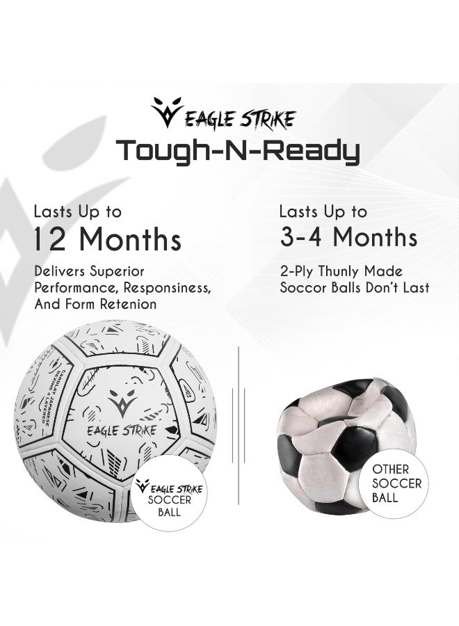 Eagle Strike Professional Match Soccer Ball – Size 5 PU Football, Official Weight 420-440g for Training & Match Play - Image 3
