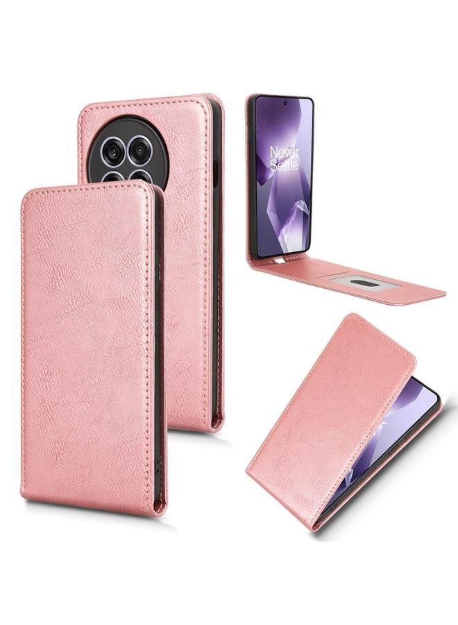 Zaboon For OnePlus Ace 5 / Ace 5 Pro Magnetic Vertical Flip Leather Phone Case(Rose Gold) 