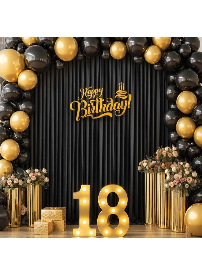 Suppromo 10ft x 10ft Black Backdrop Curtain for Parties Black Wrinkle Free Backdrop Drapes Panels for Birthday Party Wedding Photo Photography Polyester Fabric Background Decoration - Image 1
