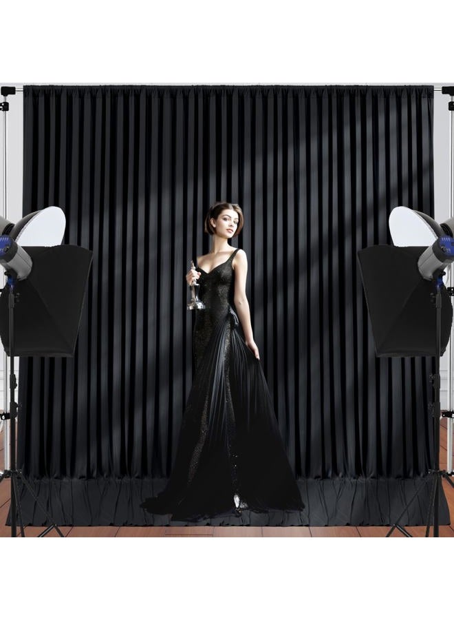 Suppromo 10ft x 10ft Black Backdrop Curtain for Parties Black Wrinkle Free Backdrop Drapes Panels for Birthday Party Wedding Photo Photography Polyester Fabric Background Decoration - Image 2