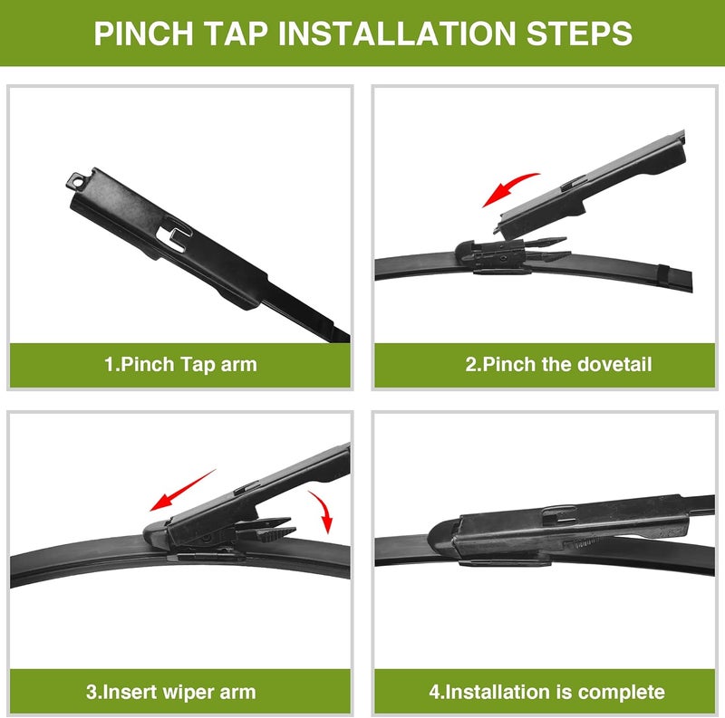 AECIWELL Windshield Wiper Set 26"+23" (Pinch Tab,Set of 2) Fits Toyota Sequoia 2008-2020,Toyota Tundra 2007-2020 Automotive Replacement Wiper Blade - Image 5