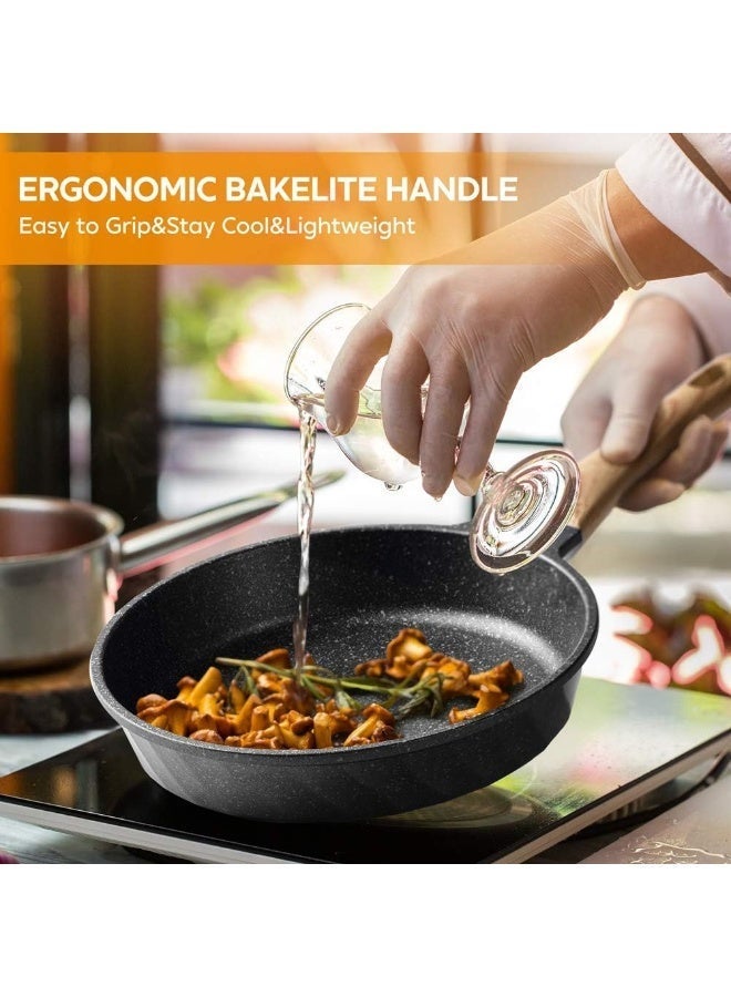 Caannasweis غير عصا الجرانيت مقلي وعاء Skillet,20cm/24cm/28cm غير عصا البطينة المقلي وعاء , البطينة البيض وعاء, حجر طبخ أدوات الطهي وعاء,مقبض الباكيليت متوافق مع لوحة ساخنة, الهالوجين, السيراميك ومواقد الغاز الاستقراء متوافق, PFOA مجانا,غسالة صحون آمنة - Image 5