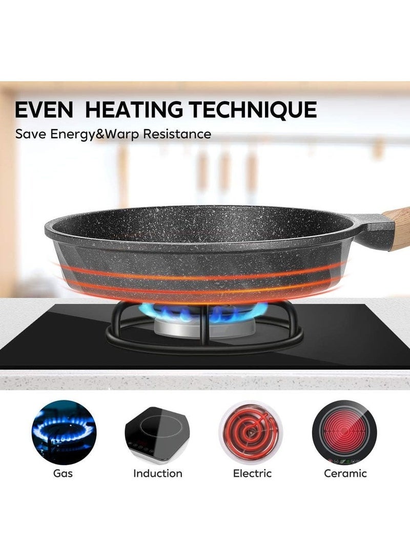 Caannasweis غير عصا الجرانيت مقلي وعاء Skillet,20cm/24cm/28cm غير عصا البطينة المقلي وعاء , البطينة البيض وعاء, حجر طبخ أدوات الطهي وعاء,مقبض الباكيليت متوافق مع لوحة ساخنة, الهالوجين, السيراميك ومواقد الغاز الاستقراء متوافق, PFOA مجانا,غسالة صحون آمنة - Image 4
