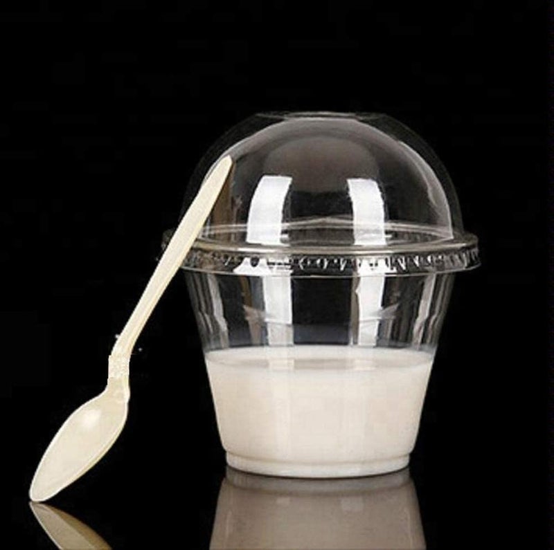 4U'LIFE Highly Transparent PET Ice-cream Cups, Frozen Yogut Cups, Smoothie Cups,Sundae Cups With Dome Lids (9 oz. Dome Lids w/ 1â€ Hole-24 Sets) - Image 2
