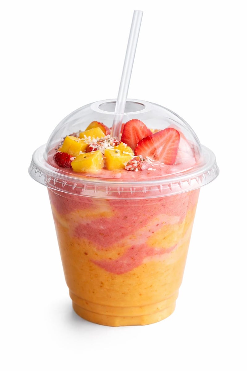 4U'LIFE Highly Transparent PET Ice-cream Cups, Frozen Yogut Cups, Smoothie Cups,Sundae Cups With Dome Lids (9 oz. Dome Lids w/ 1â€ Hole-24 Sets) - Image 1