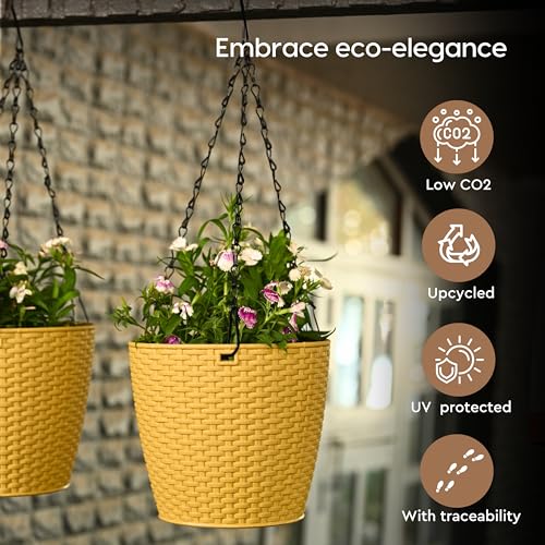 Eha Earth Friendly Lush Hanging Pot 7 inch Self Watering Hanging Planters for Balcony | Set of 4 Hanging Pots for Plants | Bamboo Based and UV Resistant | Gamla for Plants | Multicolor - Image 4