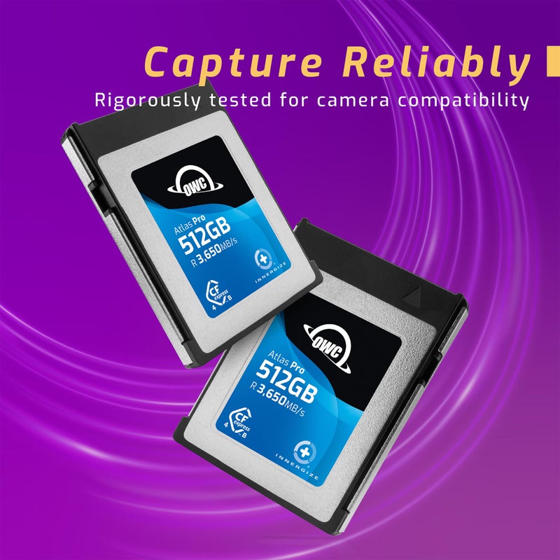 OWC 512GB أطلس برو بطاقة ذاكرة CFexpress 4.0 من النوع B عالية الأداء، درجة احترافية، تصل إلى 3000MB/s كتابة، 3650MB/s قراءة، التقاط فيديو بدقة تصل إلى 6K بمعدل بت عالٍ - Image 4