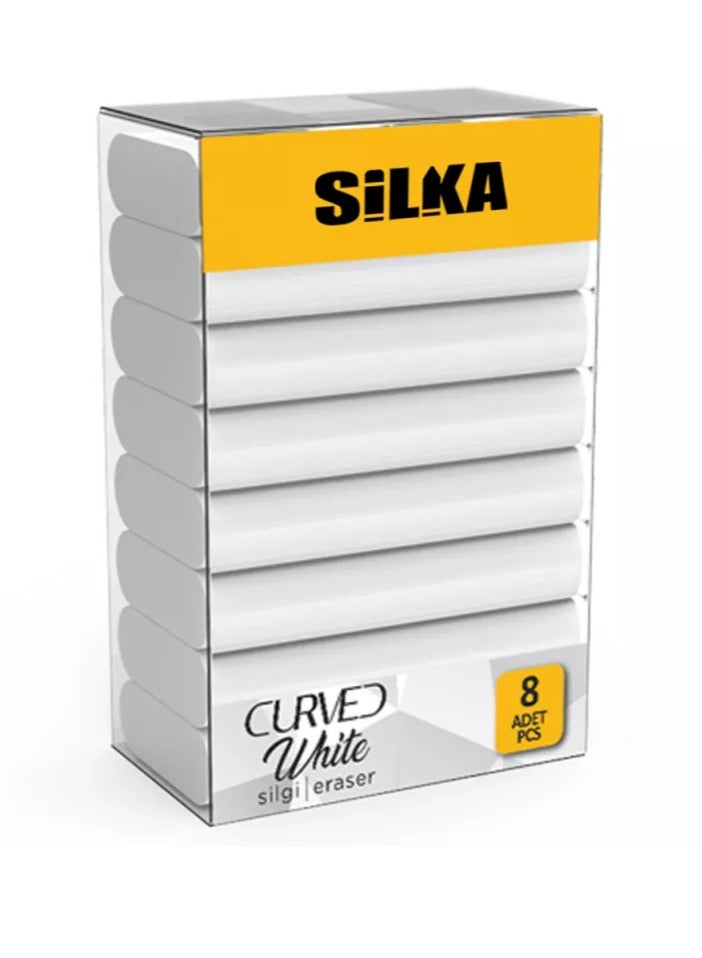 Silka Silka White Curved Eraser, 8 Count, Size 52 