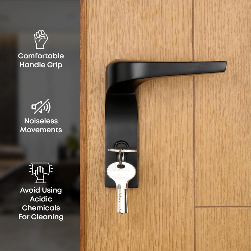 LAPO LAPO Premium Mortise Door Locks for Main Door Lock for Bedroom Door Lock Handlesets with Brass Lock Body Set with 3 Key Main Door Locks for Home Black Finish 3 Years Warranty Ro276  - Image 3