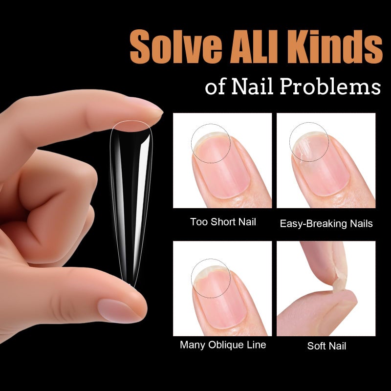 Cycullinyt Long Stiletto Nail Tips, 240Pcs Full Cover Soft Gel Nail Tips Pre-shaped 3XL Stiletto Shape Clear Acrylic False Nail Fake Nail Extension Press On for Salon Home DIY 12 Sizes - Image 5