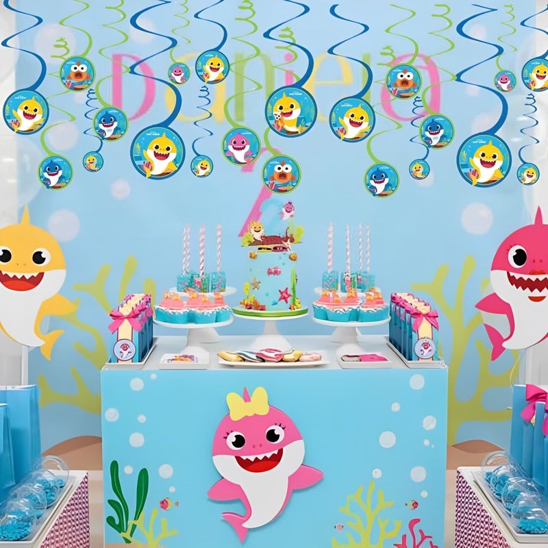 amscan Baby Shark Spiral Decoration with Cutouts - 5" | Assorted Design | Pack of 12 - Image 4