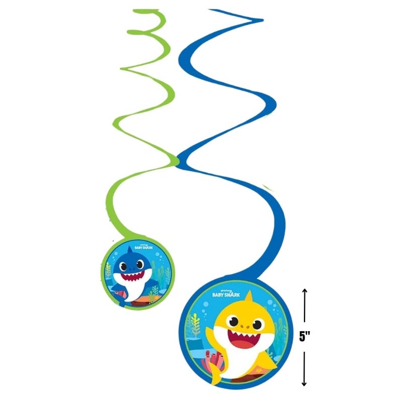 amscan Baby Shark Spiral Decoration with Cutouts - 5" | Assorted Design | Pack of 12 - Image 2