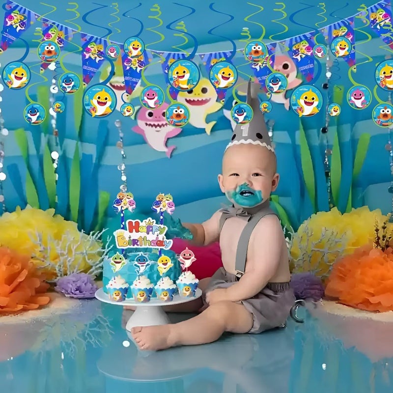 amscan Baby Shark Spiral Decoration with Cutouts - 5" | Assorted Design | Pack of 12 - Image 3