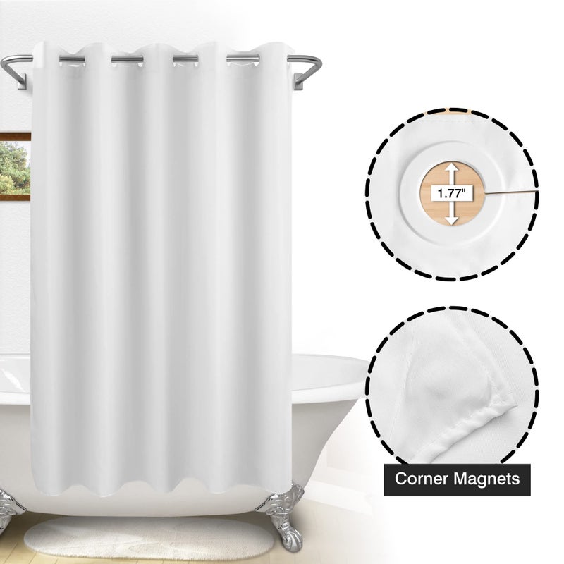 River Dream No Hook Hotel Cloth Shower Curtain Microfiber - Waterproof Soft Washable Fabric Shower Curtain or Liner with Magnets, White, Standard Size - Image 5