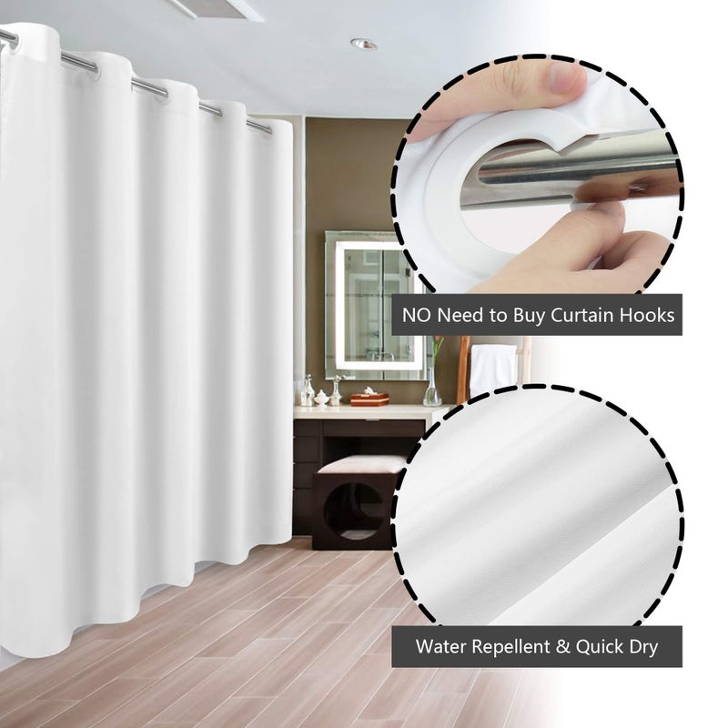 River Dream No Hook Hotel Cloth Shower Curtain Microfiber - Waterproof Soft Washable Fabric Shower Curtain or Liner with Magnets, White, Standard Size - Image 2