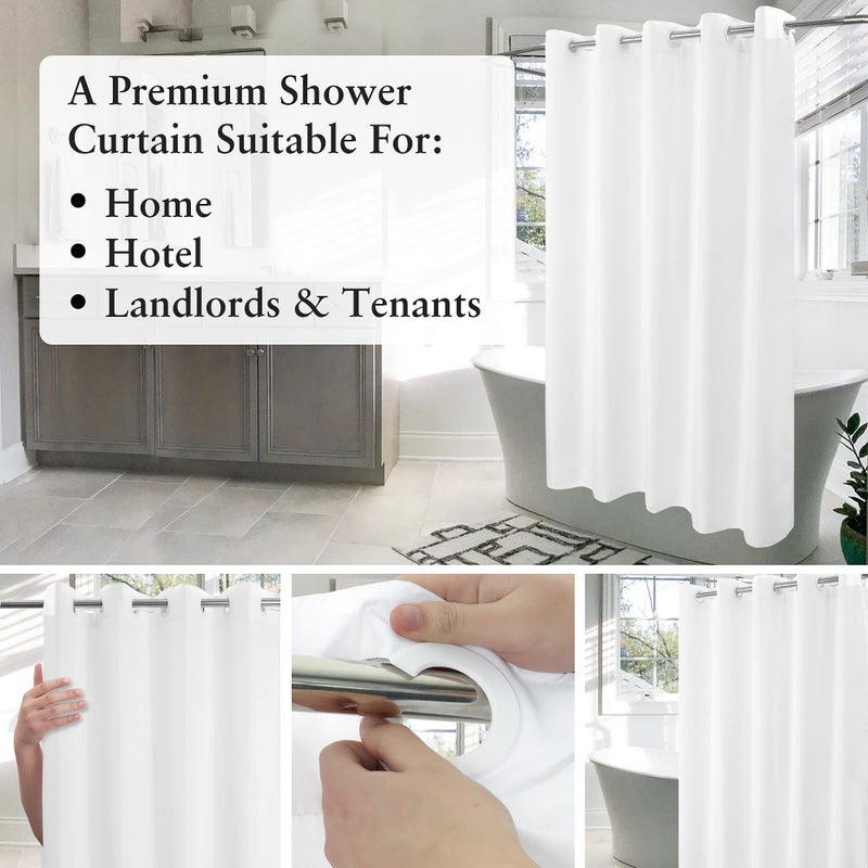 River Dream No Hook Hotel Cloth Shower Curtain Microfiber - Waterproof Soft Washable Fabric Shower Curtain or Liner with Magnets, White, Standard Size - Image 3