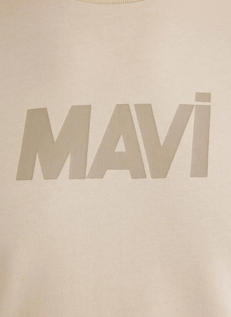MAVI Mavi Logo Printed Beige T-Shirt