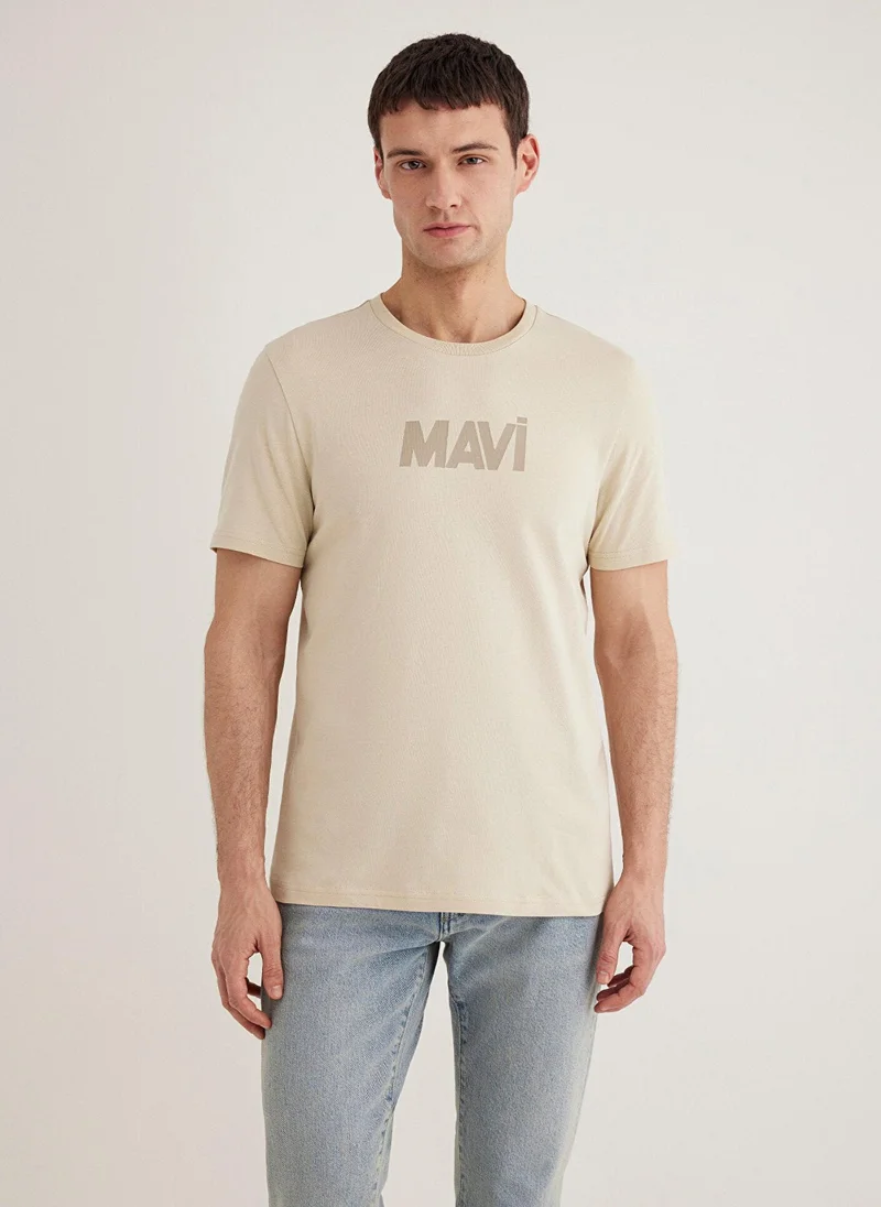 MAVI Mavi Logo Printed Beige T-Shirt