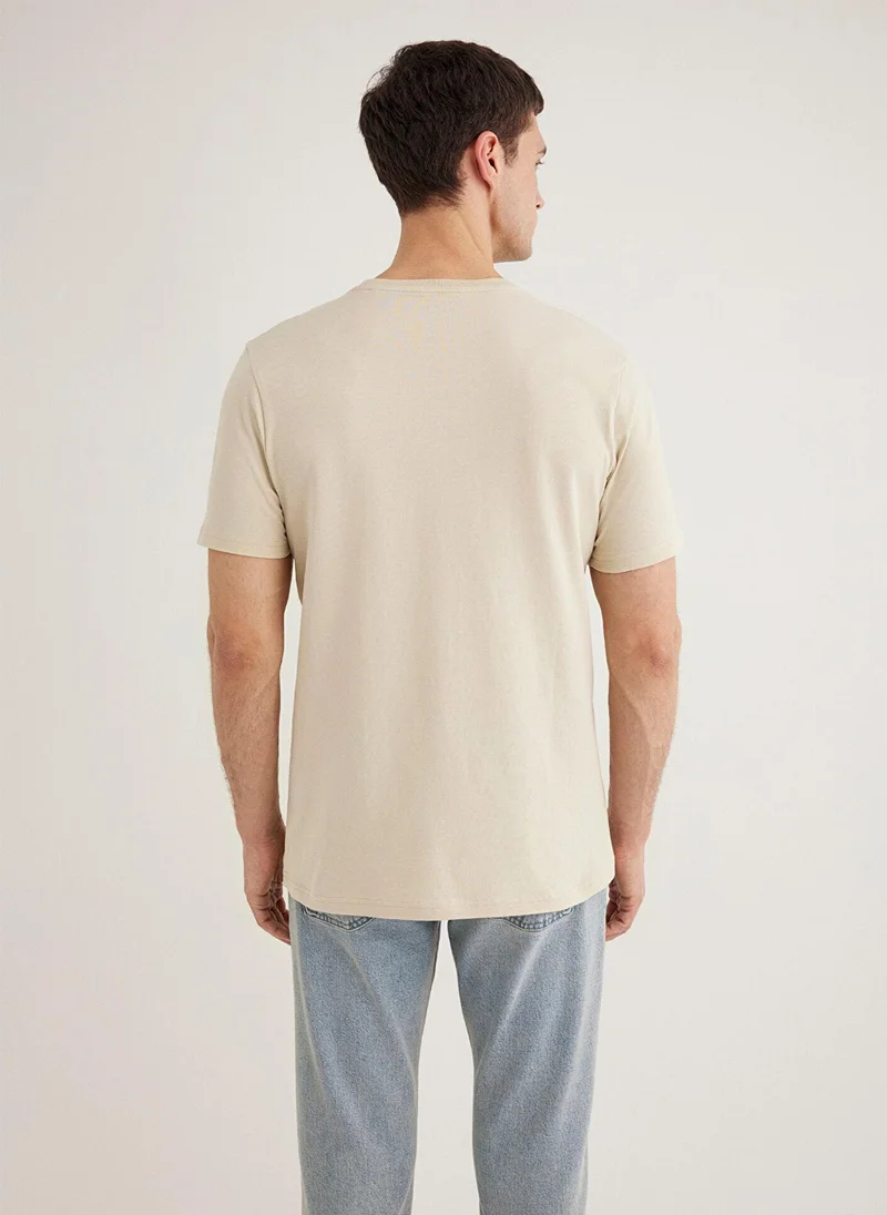 MAVI Mavi Logo Printed Beige T-Shirt