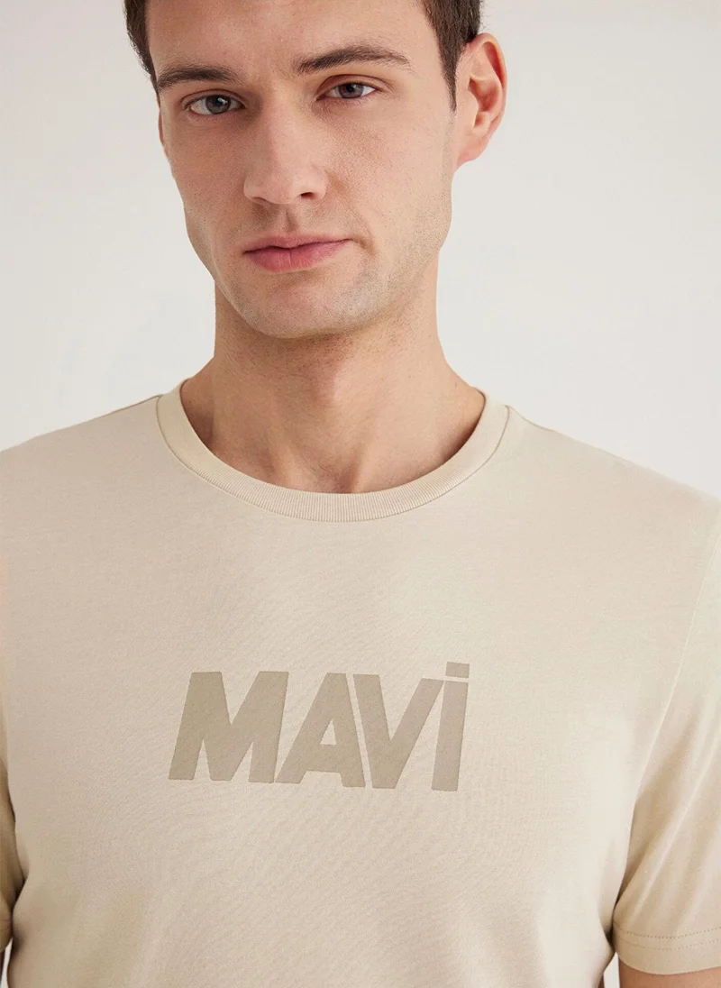 MAVI Mavi Logo Printed Beige T-Shirt