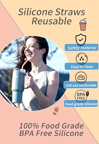 Doboli Replacement 13 inch Long Silicone Straw With Straw Cover,Compatible with Stanley Owala 40 oz 30 oz Cup Tumbler, 6 Pack Reusable Bent Straw with Cleaning Brush,for Stanley Tumbler Accessorie - Image 5