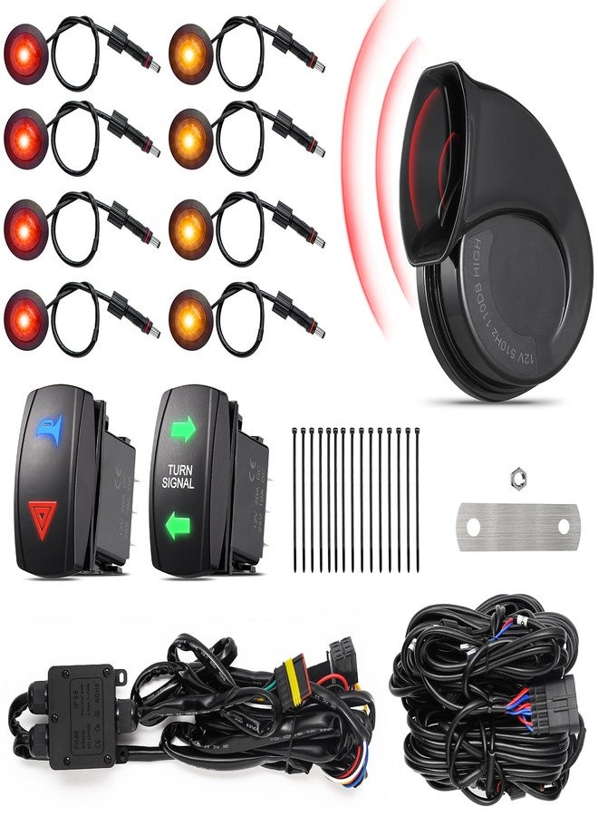 Ehaho UTV ATV Turn Signal Kit, Pre-Wired, Plug and Play UTV Universal Street Legal Kit with Hazard Light, Blinker Kit with Rocker Switch Compatible with Polaris RZR Can-Am CFMOTO - Image 1