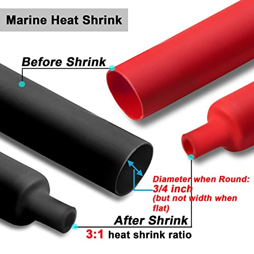 MILAPEAK 2 Pcs 3/4 inch (Diameter) 3:1 Dual Wall Adhesive Heat Shrink Tubing Kit, Large Wire Shrinkable Tube Wrap by MILAPEAK (4 Feet, Black & Red) - Image 2
