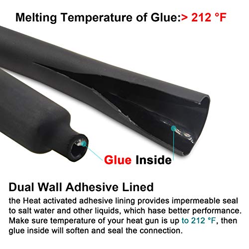 MILAPEAK 2 Pcs 3/4 inch (Diameter) 3:1 Dual Wall Adhesive Heat Shrink Tubing Kit, Large Wire Shrinkable Tube Wrap by MILAPEAK (4 Feet, Black & Red) - Image 3