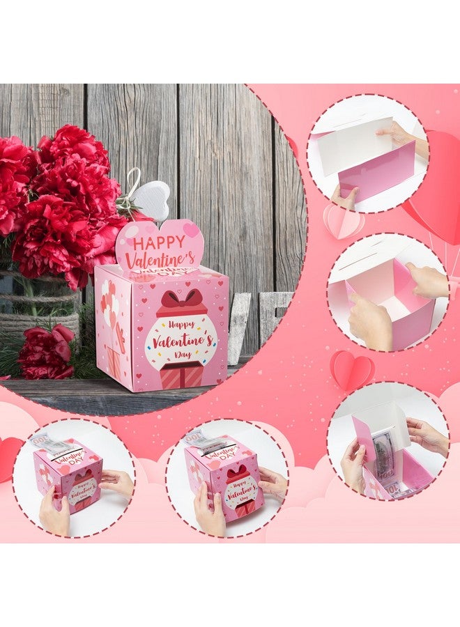 TICIAGA Valentine'S Day Money Box For Cash Gift Pull Happy Valentine'S Day Money Holder For Cash With Pull Out Card Diy Valentine Surprise Gift Box For Lovers Women (Includes 50Pcs Transparent Bags  - Image 2