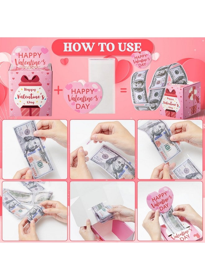 TICIAGA Valentine'S Day Money Box For Cash Gift Pull Happy Valentine'S Day Money Holder For Cash With Pull Out Card Diy Valentine Surprise Gift Box For Lovers Women (Includes 50Pcs Transparent Bags  - Image 1