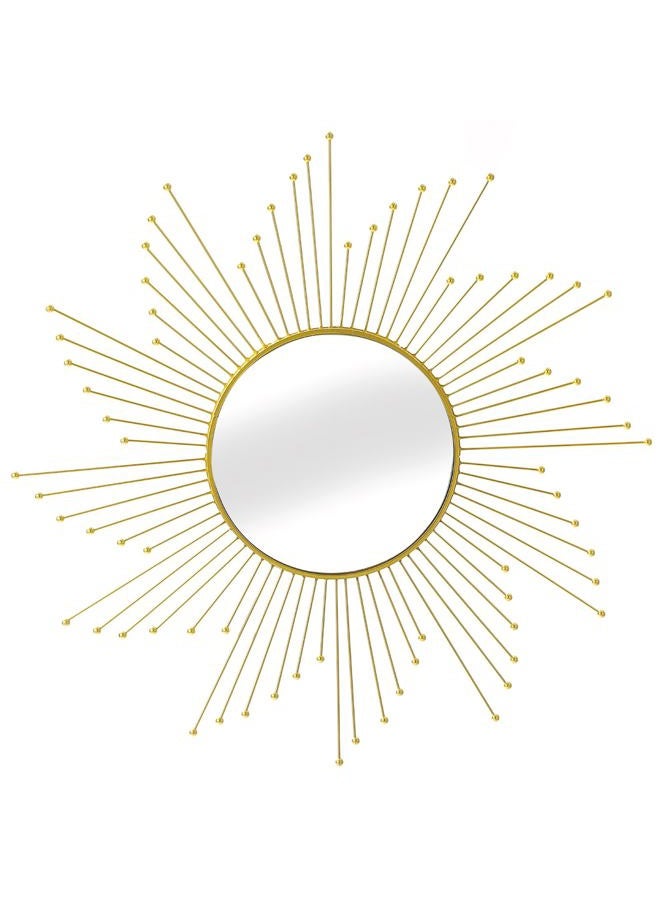 Mocome Large Gold Sunburst Mirror - 31" Starburst Wall Mirror with 12" Round Glass, Mid-Century Modern Elegant Gold Sun Mirrors for Living Room, Bedroom, Entryway Decor - Image 1