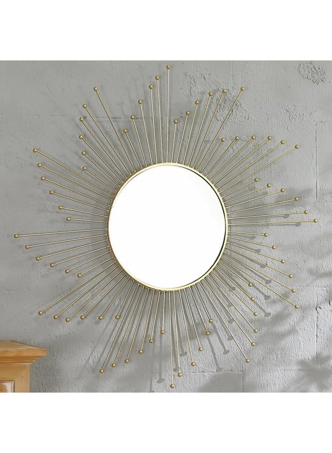 Mocome Large Gold Sunburst Mirror - 31" Starburst Wall Mirror with 12" Round Glass, Mid-Century Modern Elegant Gold Sun Mirrors for Living Room, Bedroom, Entryway Decor - Image 5