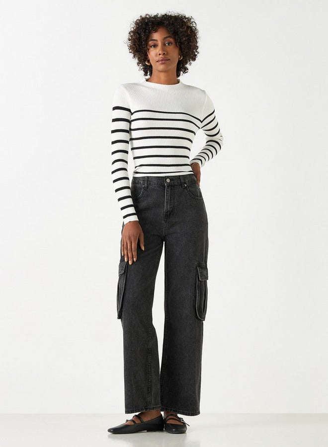 تواكستريمز بنطلون جينز كارجو سادة واسع الساقين بجيوب من توإكستريمز - Image 2