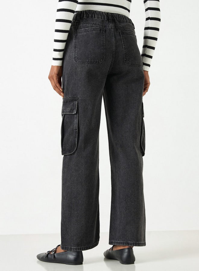 تواكستريمز بنطلون جينز كارجو سادة واسع الساقين بجيوب من توإكستريمز - Image 3