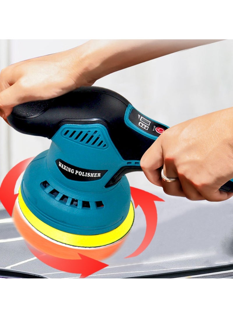 🔥Upgrade Version🔥5-Inch Portable Rotary Buffer Polisher Car Waxer, Battery Cordless Sander Polishing Machine with Sponge Pads Kit[Battery*2] - Image 3