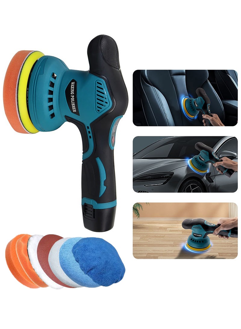 🔥Upgrade Version🔥5-Inch Portable Rotary Buffer Polisher Car Waxer, Battery Cordless Sander Polishing Machine with Sponge Pads Kit[Battery*2] - Image 2