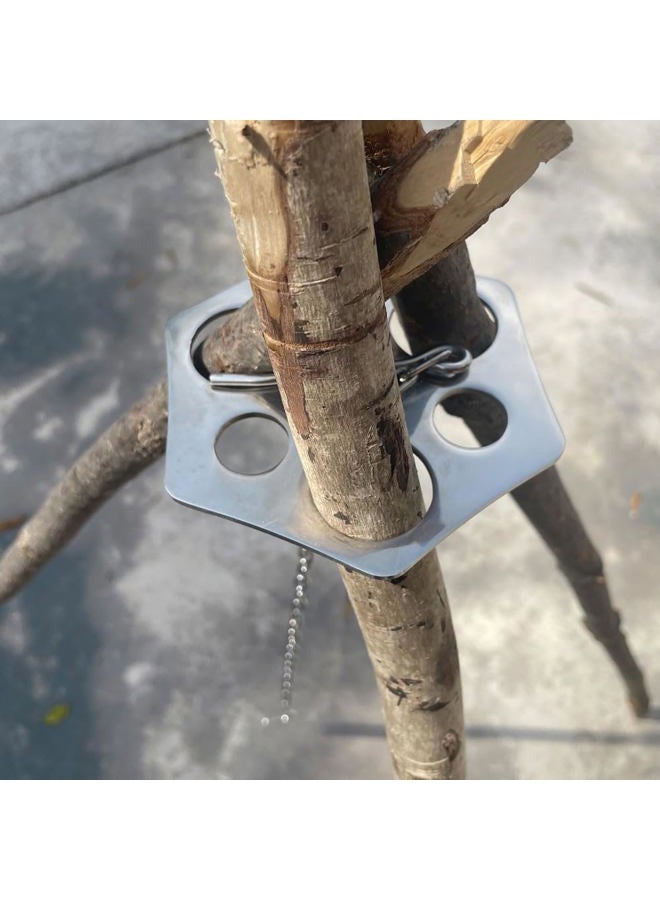 ZANOLY Camping Tripod Board Accessories，Turn Branches into Campfire Tripod ，Stainless Steel Campfire Support Plate with Adjustable Chain for Hanging Cookware,Portable Camping Gear (standard) (Plus-2) - Image 1